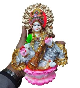 goddess saraswati idol clay  pooja room Statue for Saraswati Puja Basant Panchami Diwali