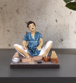 Krishnanagar Handmade Clay Gift & Décor | Basic- Sitting Human Figure Miniature Idol -