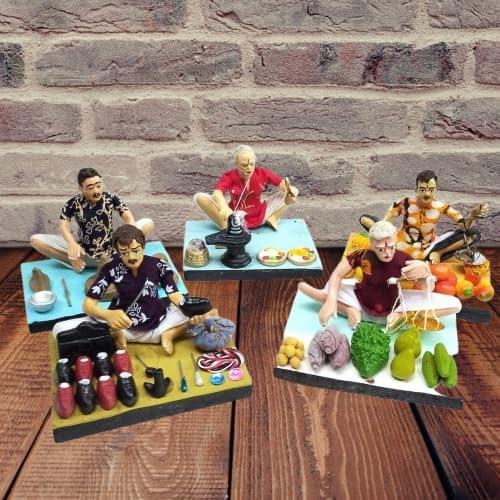 golu dolls 5 set handicrafts clay home decor